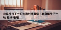 北京限行下一轮轮换时间表格（北京限号下一轮 轮换时间）
