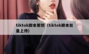 tiktok脚本策划（tiktok脚本批量上传）