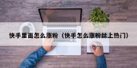 快手里面怎么涨粉（快手怎么涨粉丝上热门）