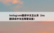 instagram翻译中文怎么弄（ins翻译成中文在哪里设置）