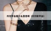 代付平台是什么意思呀（代付款平台）
