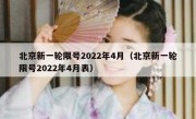 北京新一轮限号2022年4月（北京新一轮限号2022年4月表）