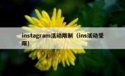 instagram活动限制（ins活动受限）