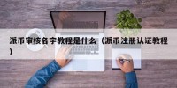 派币审核名字教程是什么（派币注册认证教程）
