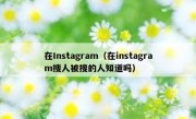 在Instagram（在instagram搜人被搜的人知道吗）