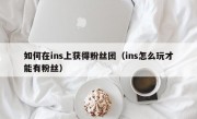 如何在ins上获得粉丝团（ins怎么玩才能有粉丝）