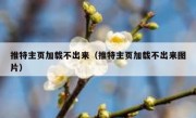 推特主页加载不出来（推特主页加载不出来图片）