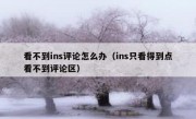 看不到ins评论怎么办（ins只看得到点看不到评论区）